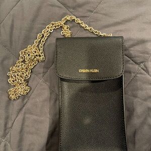 Calvin Klein Black Crossbody Bag with Gold Chain